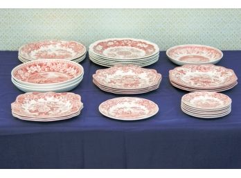 Set Of Cranberry Spode Dishes