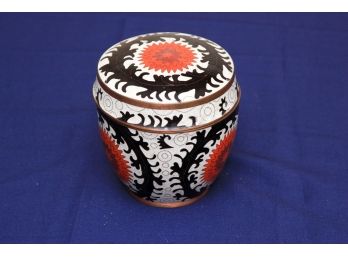 Decorative Covered Enamel Jar