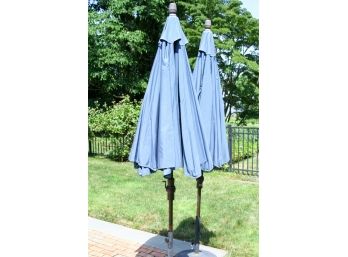 Pair Of Umbrella Stands With 2' Hole With Frontgate Umbrellas In Colonial Blue