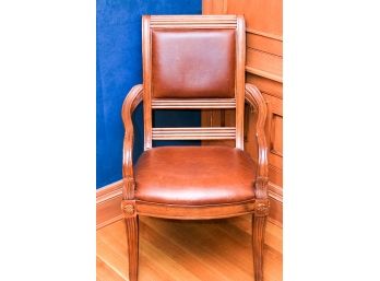 Wood & Leather Armchair With Carved Legs - Bernhardt Furniture