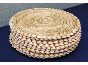 Set Of 12 - 15' Woven Rattan Placemats With Shell Detail