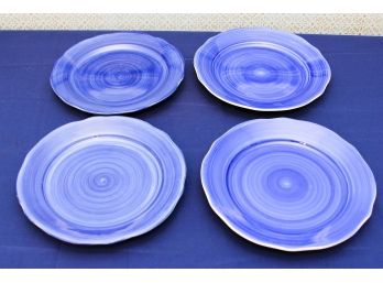 Set Of 4 Blue Serving Plates