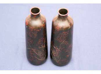Pair Of Zinc Orchid Vases