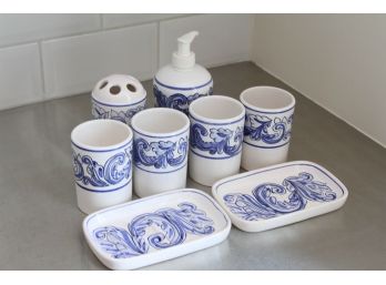 Gracious Home - 146 Waves Made In Portugal - Ceramic Bathroom Set