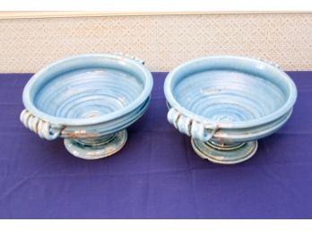Pair Of Turquoise Blue Urns