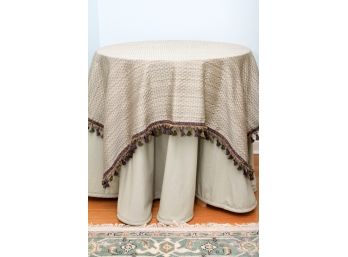 Partical Board Drop Skirt Table With Double Skirt