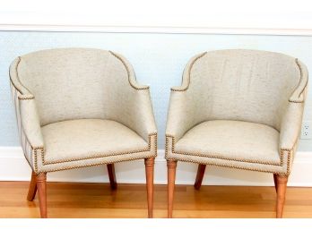 Pair Of Niermann Weeks Gabrielle Dining Chairs With Nailhead Trim Detail