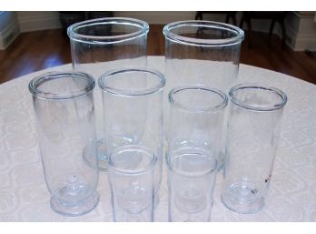 Set Of 8 Glass Hurricane Lamps
