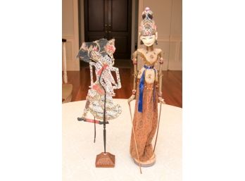 Pair Of Asian Puppets On Stands