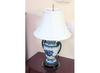 Pair Of Urn Lamps With Cream Shade