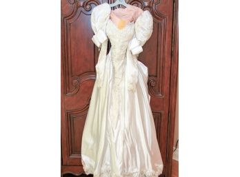 White Beaded Wedding Dress With Veil