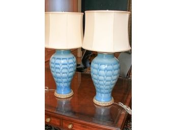 Pair Of John Rosselli Beeline Glazed Table Lamps