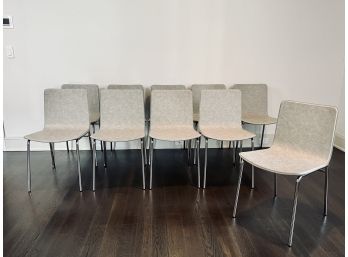 Set Of 10 CB2 Strut Chairs - Winston Light Grey On Chrome Bases