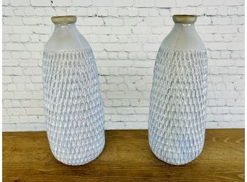 Pair Of Large Blue Grey Ceramic Vases