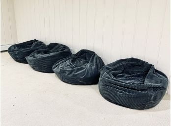 Set Of 4 Pottery Barn Teen Grey Corduroy Bean Bag Chairs