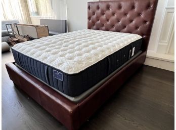 QUEEN Leather Button Tufted Pottery Barn Bed With Mattress And Boxspring Stearns And Foster Estate Mattress