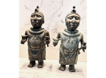 Pair Of Bronze Asian Statues