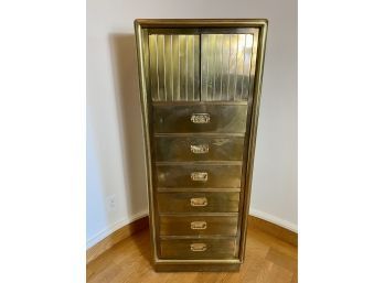 Mid-Century Modern Mastercraft Etched Acid Brass Lingerie Cabinet, 1970s - 6 Drawers With 2 Doors
