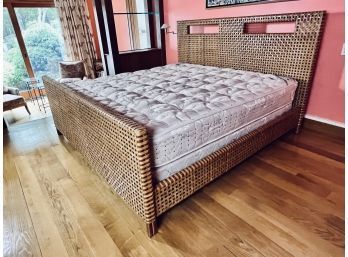 KING Woven Rattan And Bamboo Bed - Ralph Lauren Style - Ther-a- Pedic Medicoil Elegance Mattress