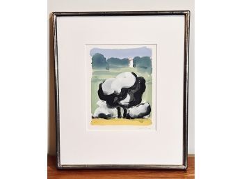 Framed Signed Handpainted Monoprint - Paul Resika - Olives And Cypress 1997