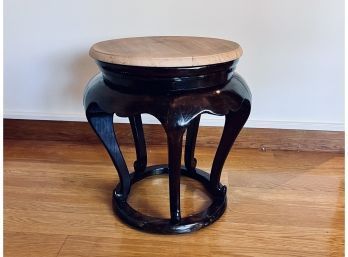 Small Round Antique Side Table With Marble Top (looks Like Wood)