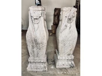 Pair Of Concrete Decorative Posts - VERY HEAVY REQUIRES MOVER