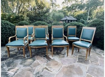 Set Of 8 Custom Dining Chairs - 6 Arm Chairs, 2 Side Chairs