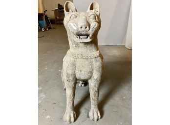 Large Ceramic Statue Of A Cat - Missing 2 Back Feet - Shows Signs Of Age And Wear