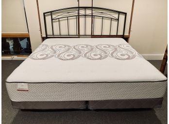 KING Metal Bed With Sealy Posturpedic Firm Mattress