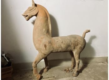 Pony Size Terra Cotta Horse - Shows Signs Of Age And Wear