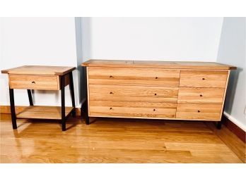 Matching Modern Wood And Metal Dresser And Single Bedside Table - Room And Board Style - VERY HEAVY
