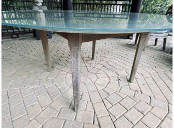 Round Teak Dining Table With Glass Extension Top