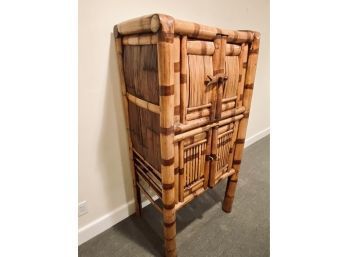 Antique Bamboo And Rattan Storage Cabinet