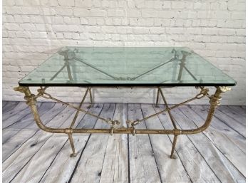 Wrought Iron And Beveled Glass Coffee Table