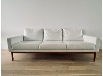 Design Within Reach Raleigh Sofa White Leather With Wood Base - Purchased For $8795