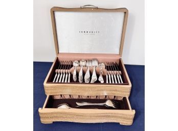 Set Of Reed And Barton Stainless Flatware In Community Box - Service For 12