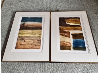 Pair Of Framed Signed Watercolors - H. Mishkin