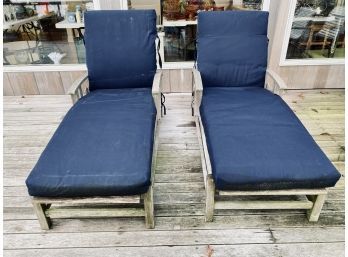 Pair Of Teak Lounge Chairs - No Label