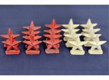 Collection Of 18 Iron Star Place Card Holders - Red And White