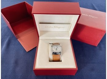 Brand New In Box Ferragamo Wrist Watch - White Savana - Quartz - 23 Jewel Retails $1550