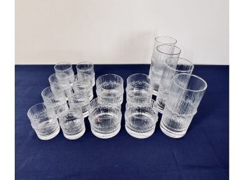 Collection Of IIttala Ultima Thule Glasses With Raised Detail
