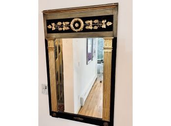 Antique Gold Leaf And Black Painted Wall Mirror