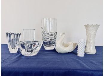 Collection Of Tiffany And Co, Lenox, Rosenthal, Orefors Vases, Bowl And Swan