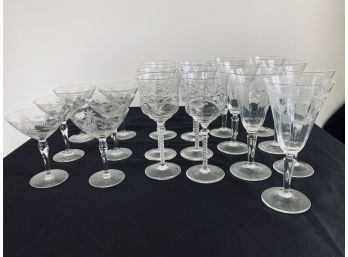 Collection Of Vintage Crystal Stemware - Unmarked