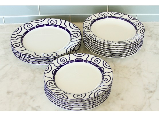 Set Of Crate And Barrel Blue And White Dishes