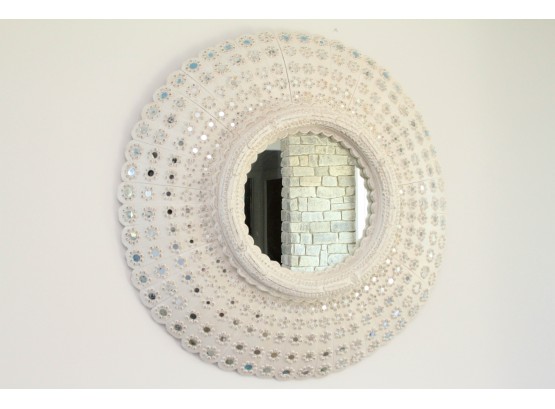 Large Round Moroccan Style Wood Mirror