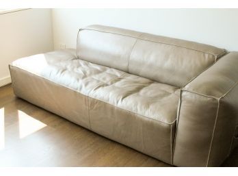 Modern One Arm Leather Couch With Raw Edges - Taupe