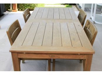 Teak Crate And Barrel Patio Table And 4 Armchairs