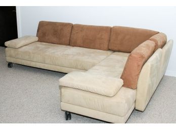 Modern Sand And Camel Colored Ultra Suede Sectional