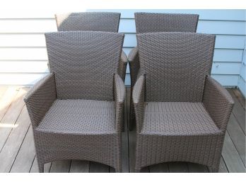 Set Of 4 Kinglsey Bate Brown Woven Outdoor Wicker Chairs